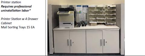 4 Drawer Cabinet and  Mail Sorting Trays
