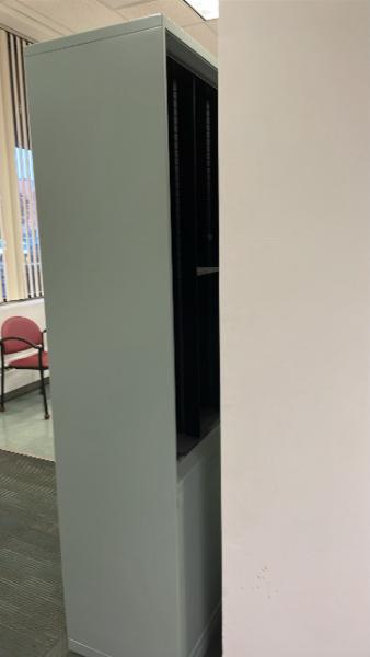 Metal shelves and cabinets