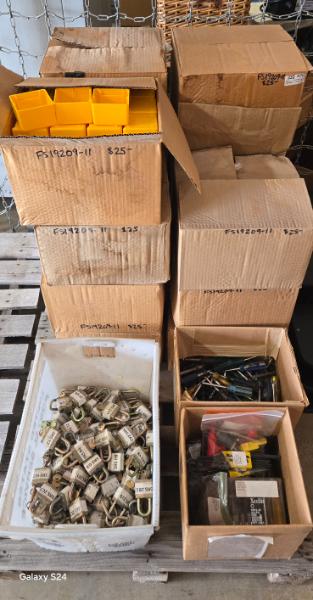 Miscellaneous Small Tools, Padlocks, and Storage Bins