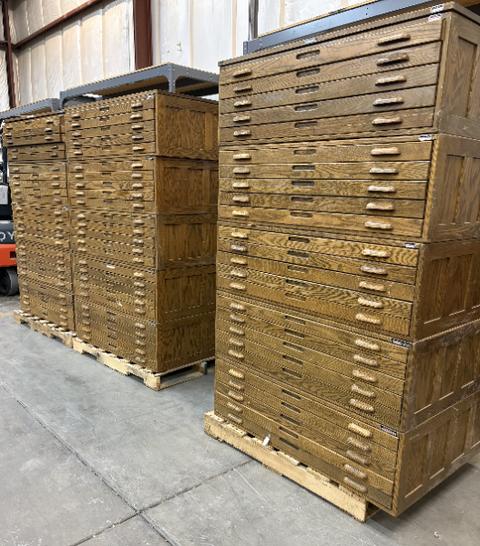 Wooden File Cabinets, 45.5" W x 14.5" H x 34.5" D, Qty 27