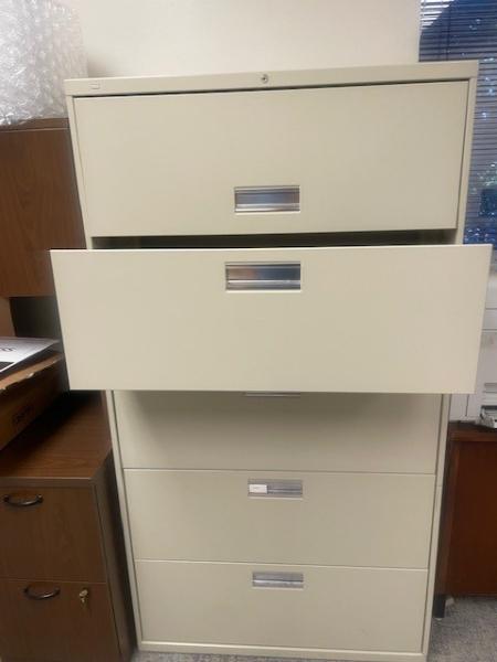 5-Drawer Metal Filing Cabinets, Qty 2