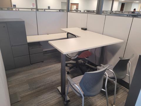 L-Shaped Adjustable Desk and Furniture