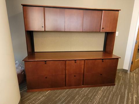 Wooden Credenza with Upper Cabinets
