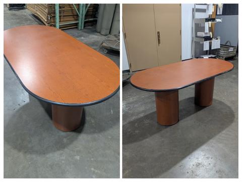Dark Wood Pedestal Conference Table