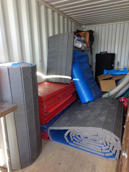 Red and blue exercise mats