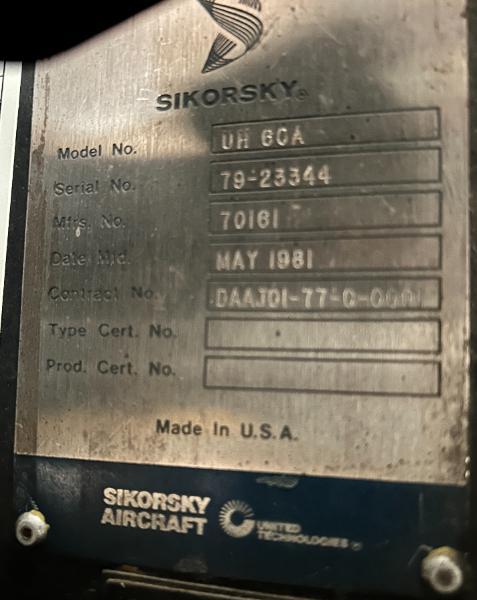 Sikorsky UH-60A Blackhawk, SN: 79-23344