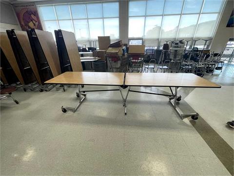 Lot of 10 10' Length Folding Cafeteria Tables with Casters