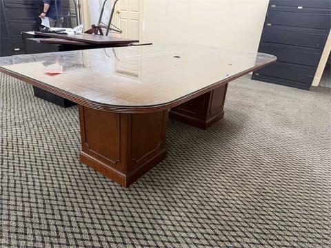 Wood Conference Table with Glass Top