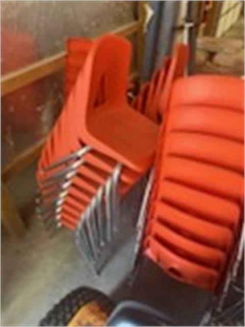 67 Orange Plastic Chairs with Metal Frames