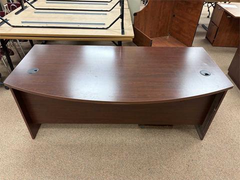 Dark Wood Half-Moon Office Desk
