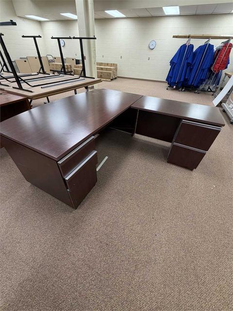 Dark Wood L-Shaped Desk
