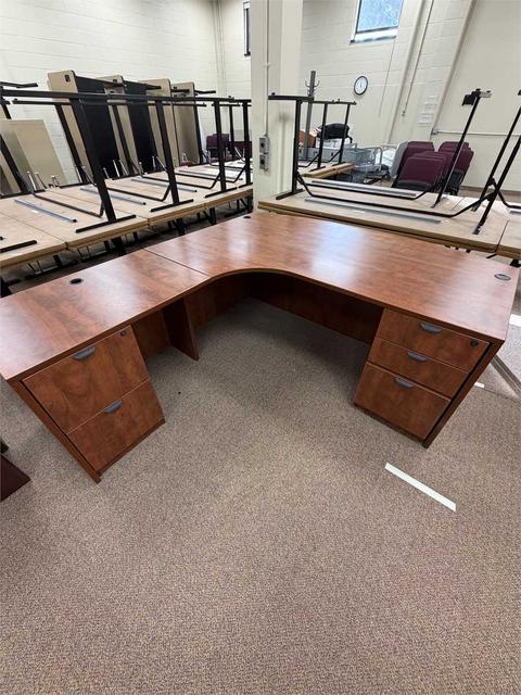 Red/Dark-Colored L-Shaped Desk