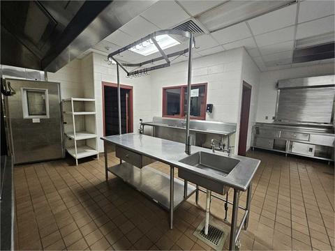 Prep Table with Sink and Pot Rack