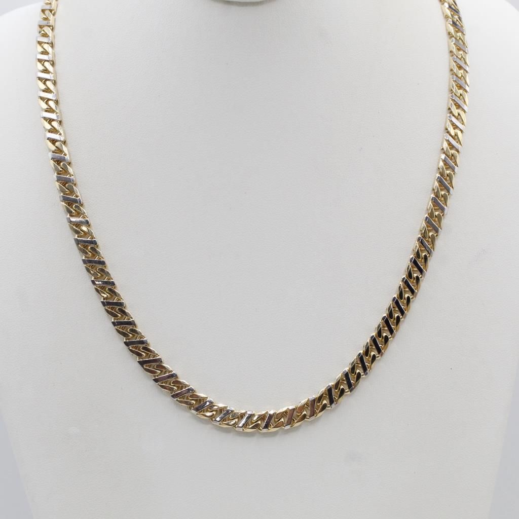 10kt Two Tone Gold Hollow Oval Box Chain Necklace-Evaluated By Our Certified Gemologist-AGS/GIA — photo 1