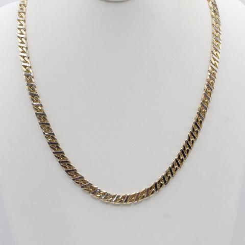 10kt Two Tone Gold Hollow Oval Box Chain Necklace-Evaluated By Our Certified Gemologist-AGS/GIA