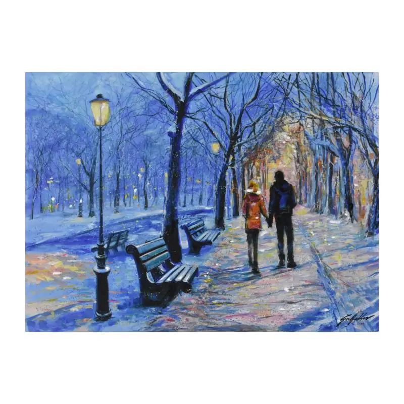 Vadik Suljakov, "Winter Walk" Hand Embellished Limited Edition on Canvas, Numbered and Hand Signed with COA — photo 1
