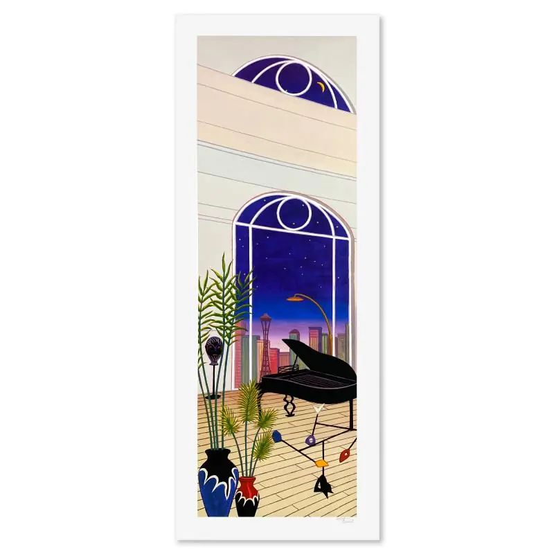 Fanch Ledan, "Chicago Night Piano" Limited Edition Serigraph, EA Numbered and Hand Signed with LOA — photo 1