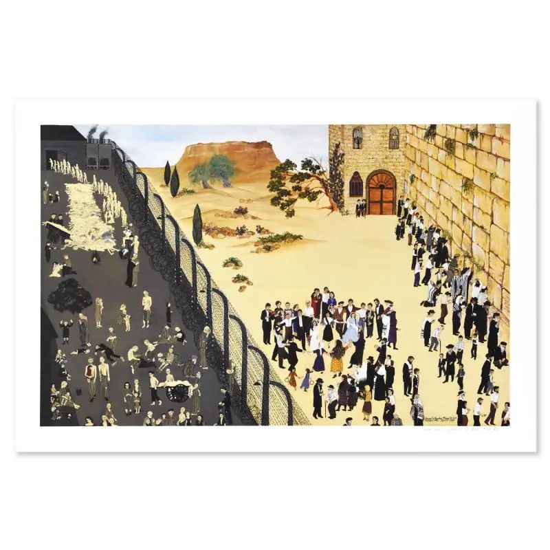 Deneille Spohn Moes, "Concentrtion Camp/Wailing Wall" Limited Edition Serigraph, Numbered and Hand Signed with LOA - photo 1