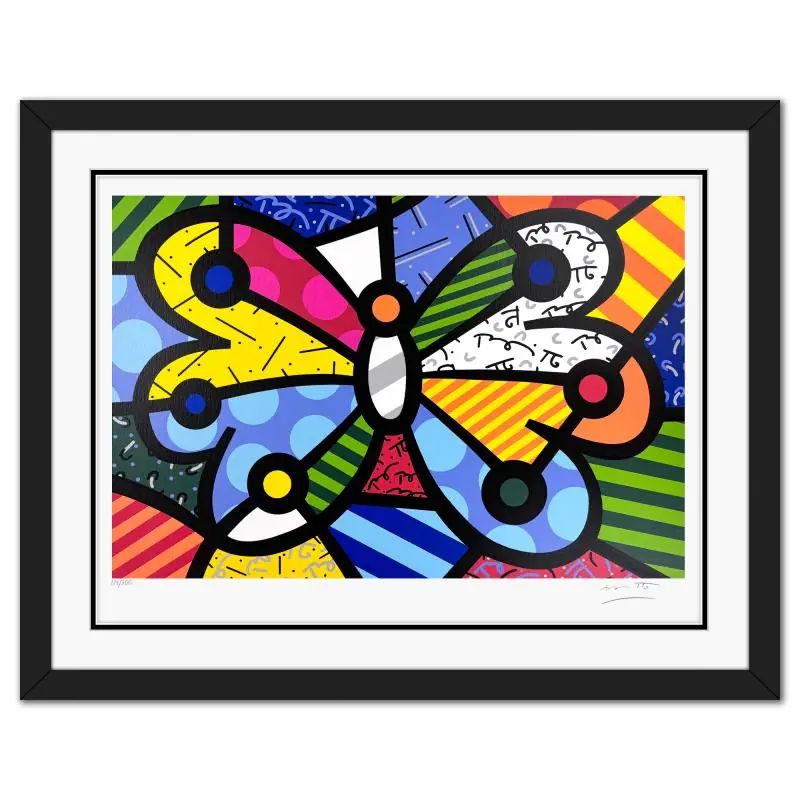 Britto, "Butterfly" Framed Limited Edition Serigraph, Numbered and Hand Signed with LOA - photo 1