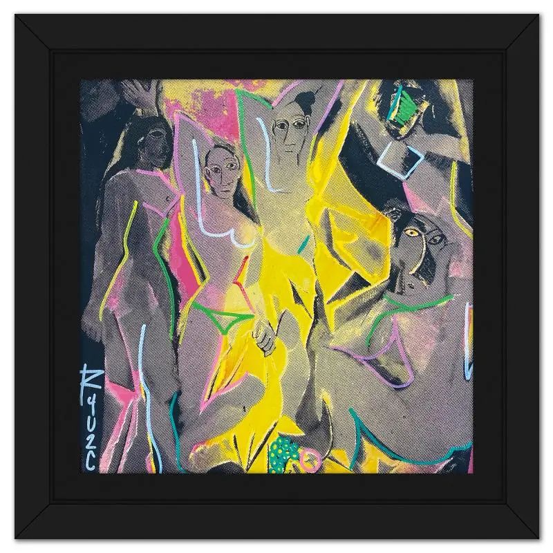"Ringo" Daniel Funes, "Picasso Dancers" Framed One-of-a-Kind Mixed Media on Canvas, Hand Signed with LOA - photo 1