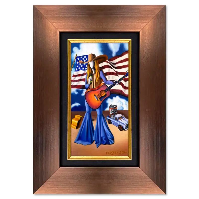 Mark Kostabi, "Ampliphied Dreams" Framed Original Oil Painting on Canvas, Hand Signed with a COA - photo 1