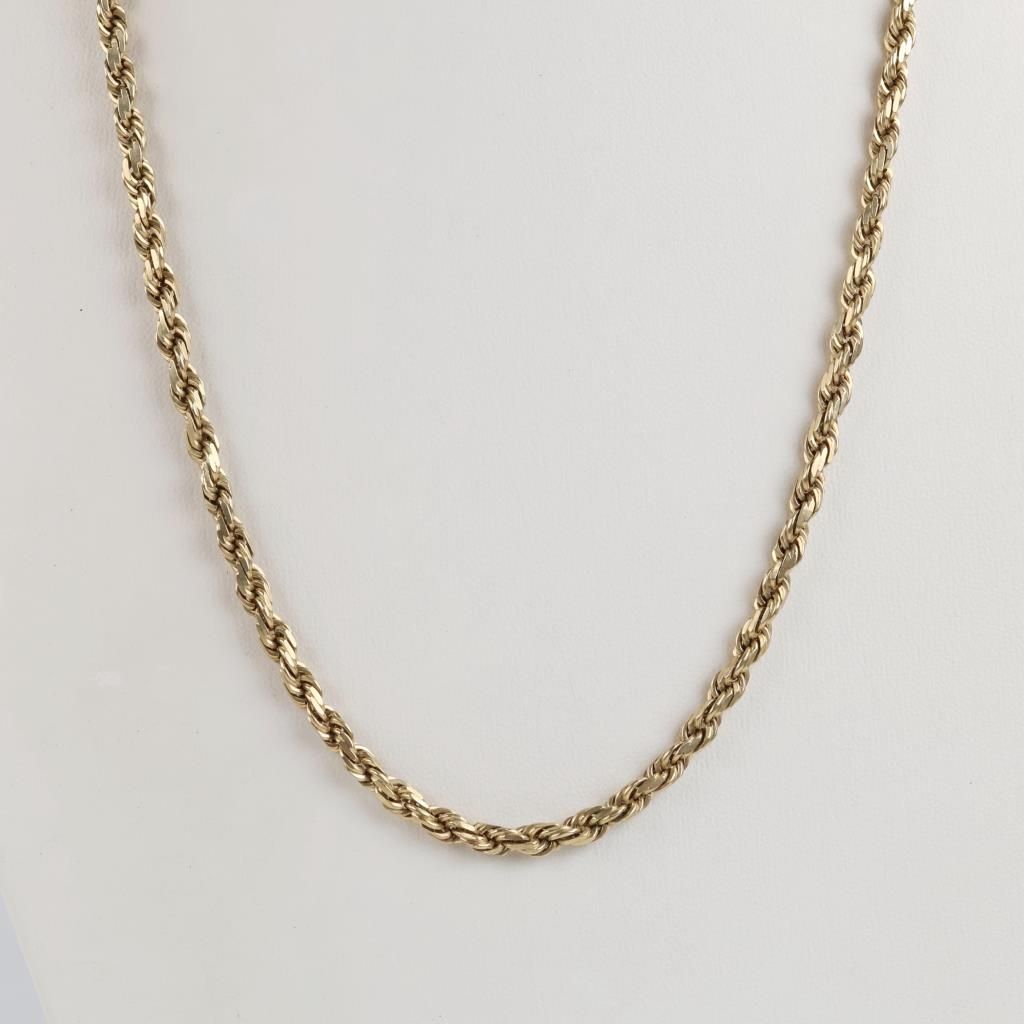 10kt Gold Twisted Rope Chain Necklace-Evaluated By Our Certified Gemologist-AGS/GIA - photo 1