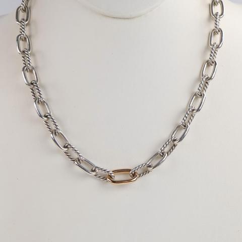 David Yurman Sterling Silver 18kt Gold Madison Necklace - Evaluated By Certified Gemologist-AGS/GIA