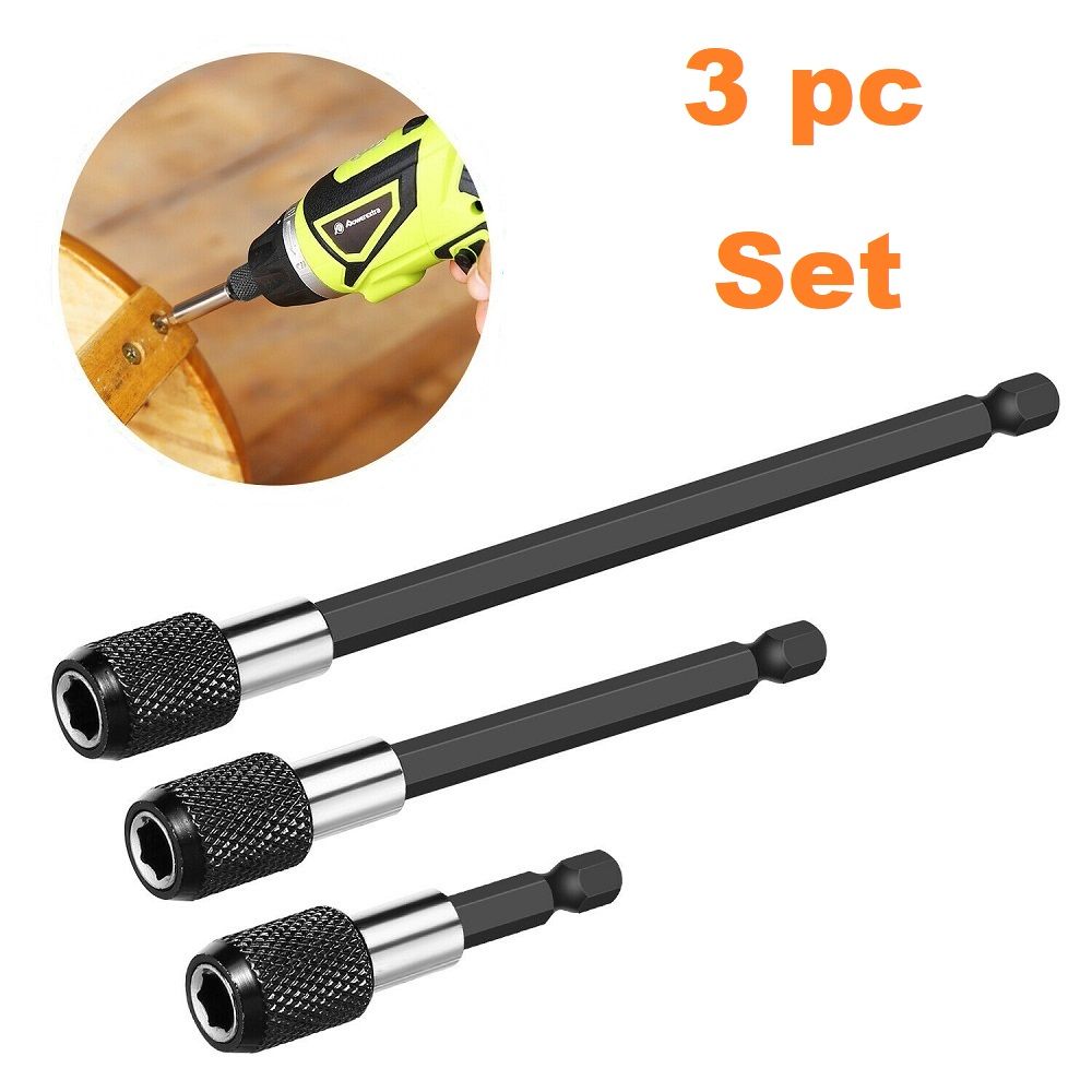 3 pc Magnetic Screwdriver Extensions - 1/4" Quick Release — photo 1