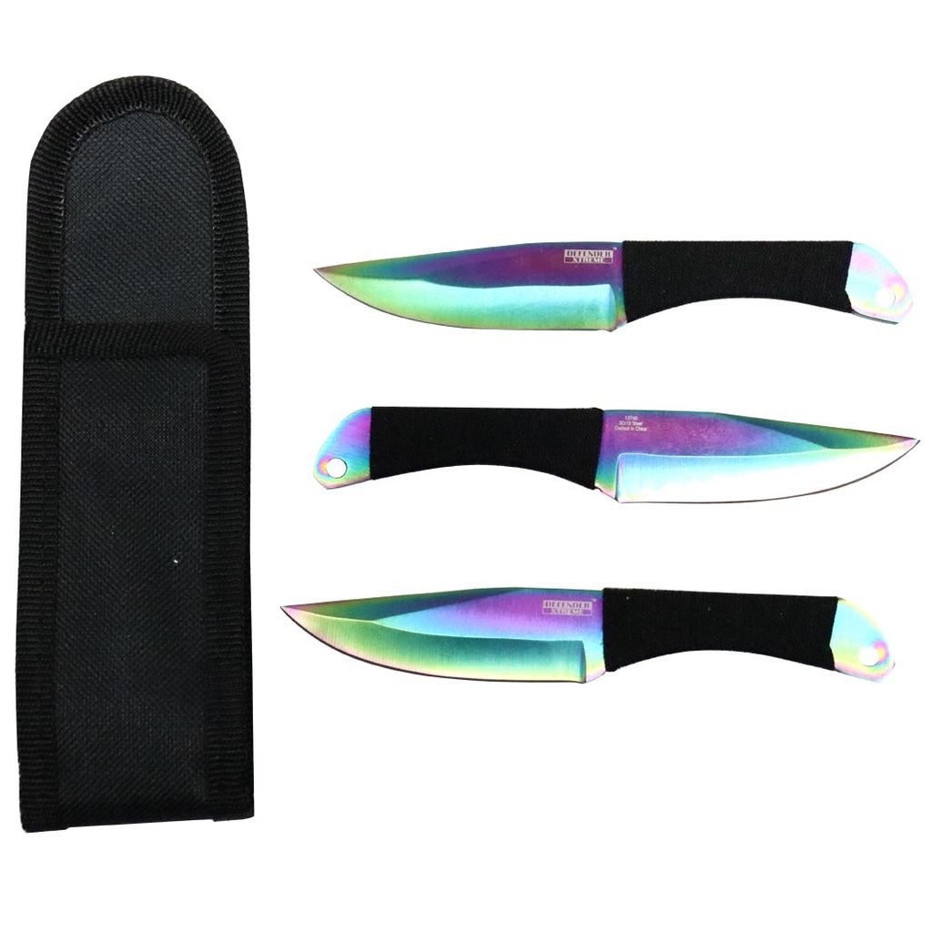 6" Rainbow Color Throwing Knife 3 Pc Set — photo 1