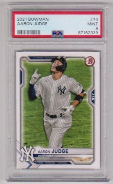 Graded PSA Mint 9 - Aaron Judge 2021 Bowman #74 Card — photo 1