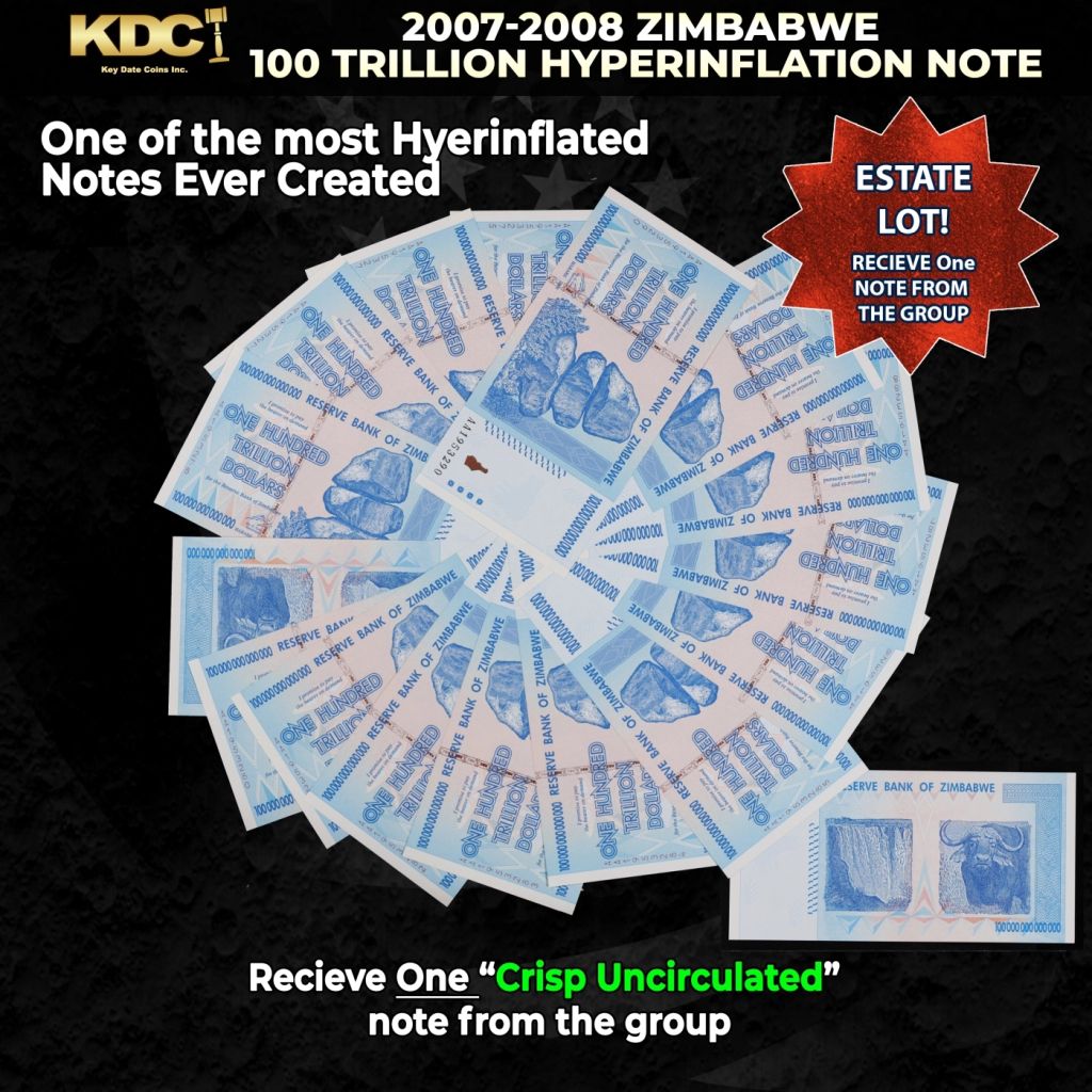 1x 2007-2008 Zimbabwe 100 Trillion Hyperinflation Note Grades CU — photo 1