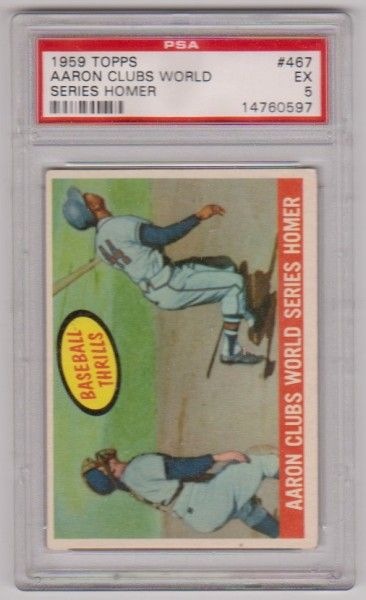 Graded PSA EX 5 - Hank Aaron 1959 Topps World Series Homer #467 Card — photo 1