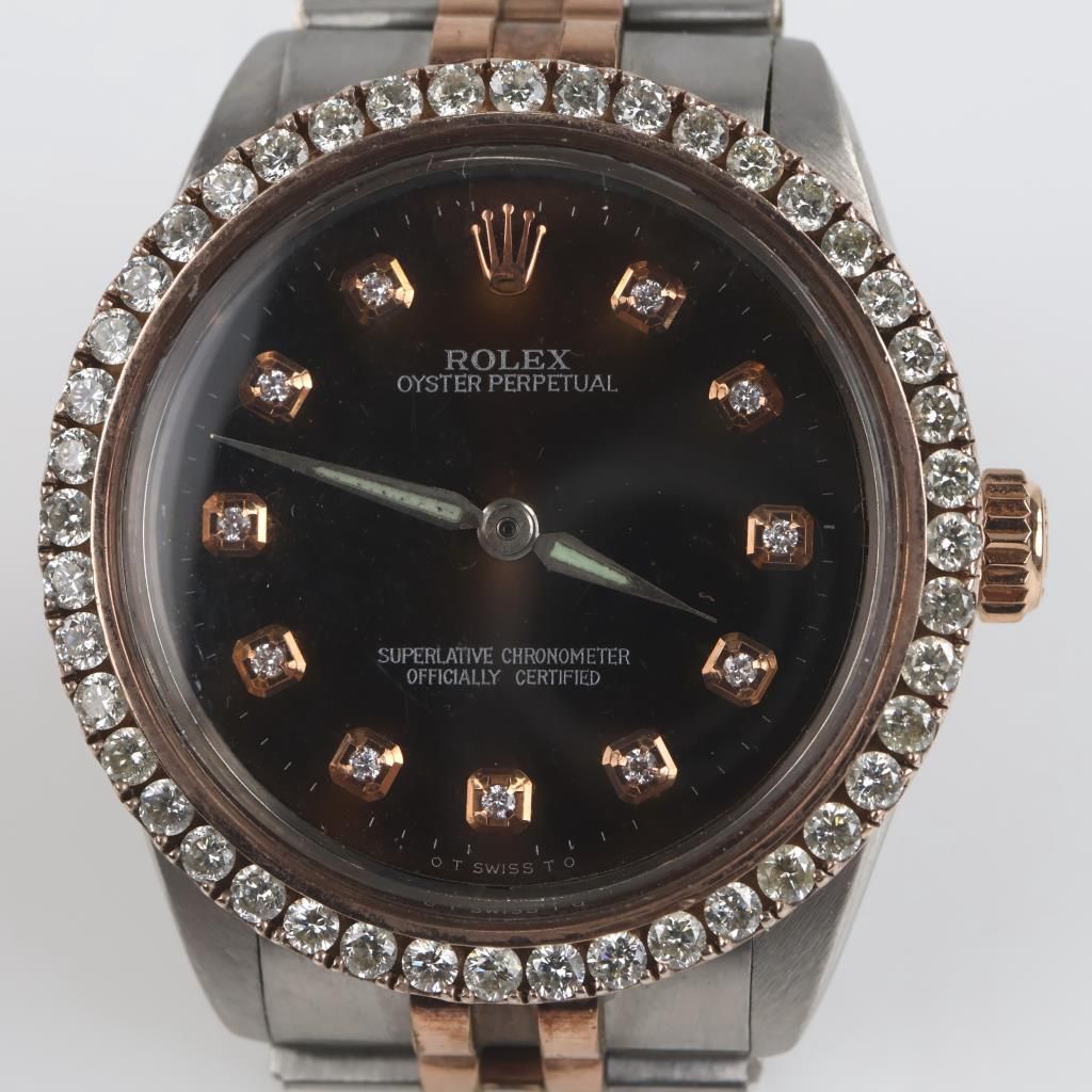 Rolex 1.32cts TW Diamond Gold Accent Perpetual Watch-Evaluated By Our Certified Gemologist-AGS/GIA - photo 1