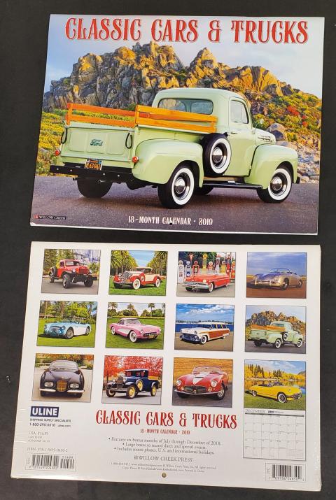 Lot of 2 ULine 2019 Calendars - 1 Sealed New, 1 Opened Classic Cars & Trucks