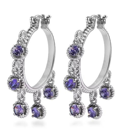 No Reserve Natural Amethyst Hoop Earrings