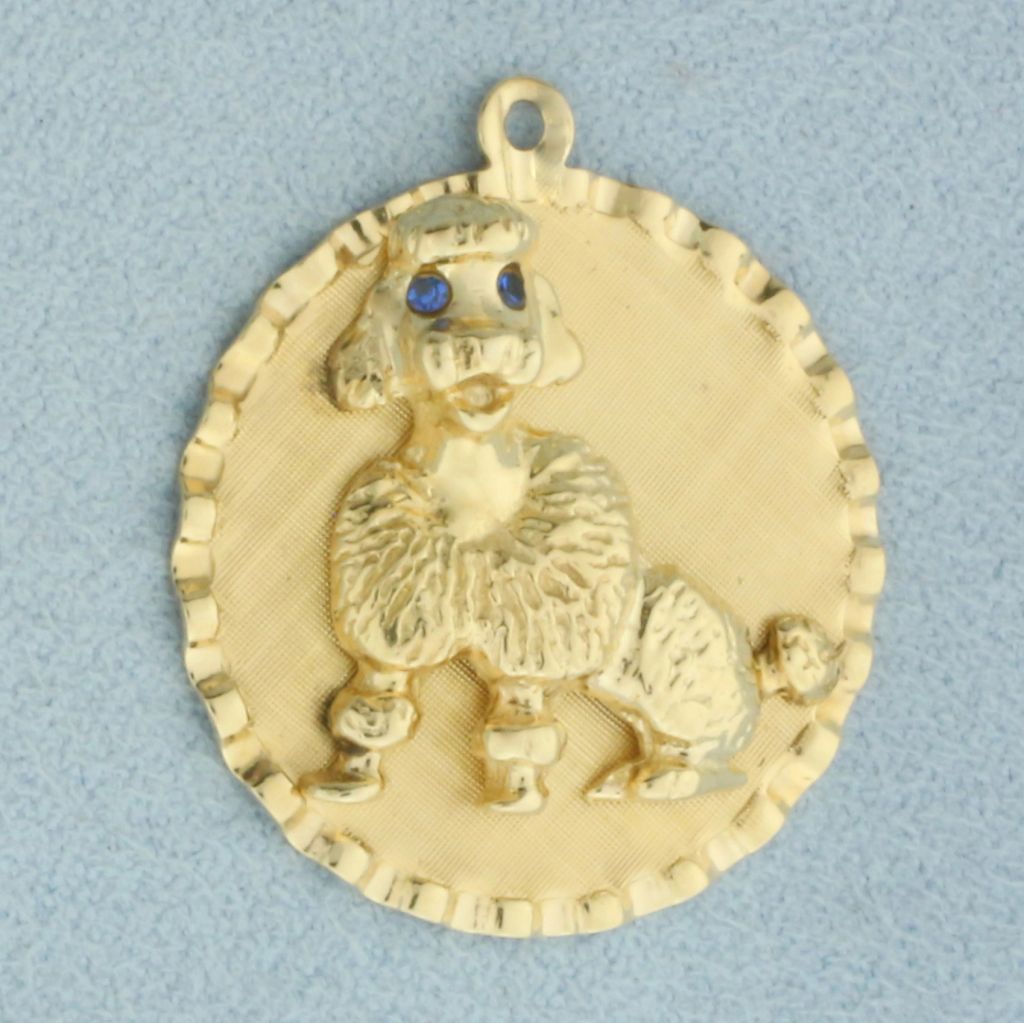 Engravable Poodle Dog Charm or Pendant in 14k Yellow Gold - photo 1