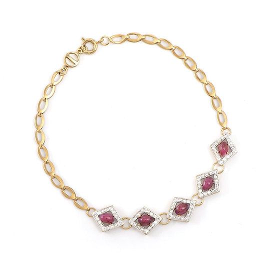 3.51 TW CTS Natural Ruby & Diamonds 18K Gold Plated Designer Bracelet — photo 1