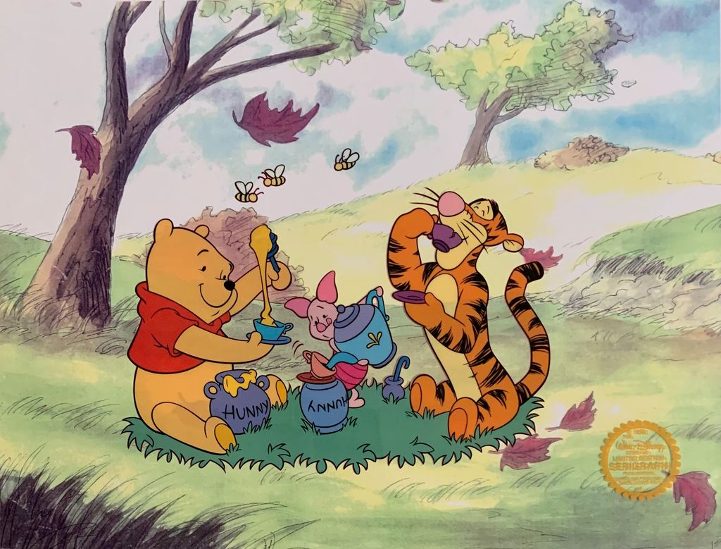 Disney WINNIE THE POOH TIGGER PIGLET Limited Edition Sericel Animation Fine Art — photo 1