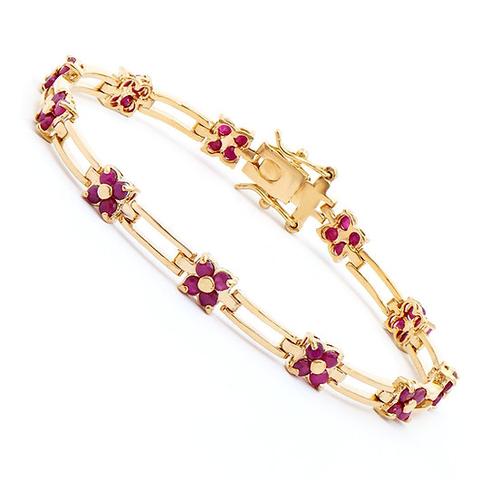 4.25 Cts Natural Ruby 18K Gold Plated Designer Bracelet