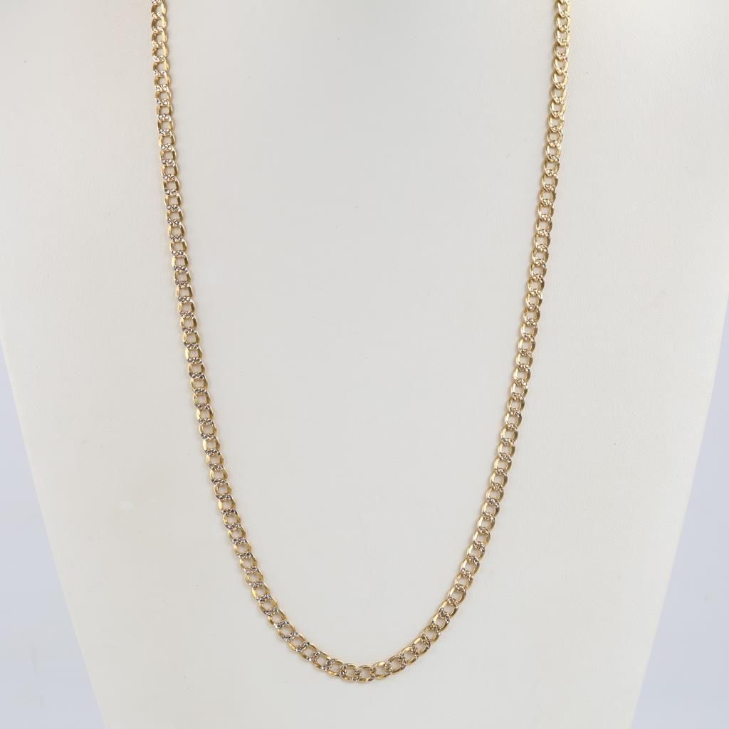 14kt Two Tone Gold Hollow Curb Link Necklace - photo 1