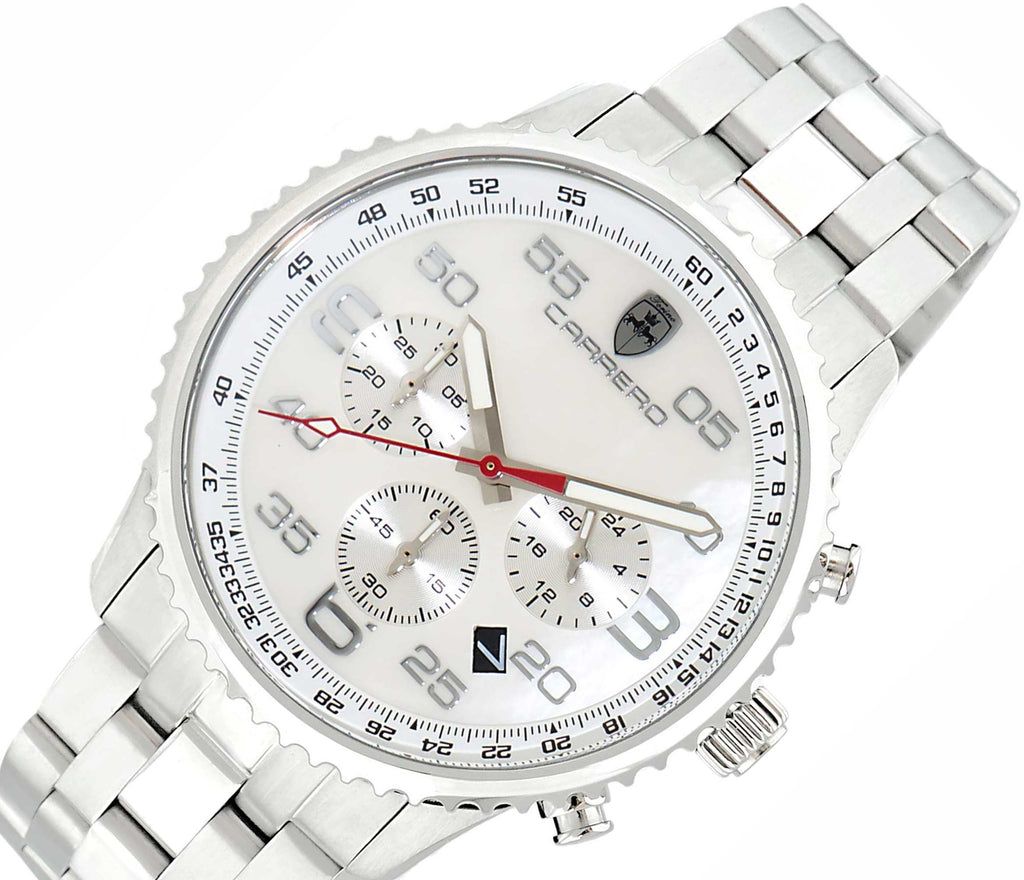 Lechateau - VR32 Mov't Chronograph Mov't, White MOP Dial,  Stainless Steel case and band  (MSRP: $2,220.00) — photo 1