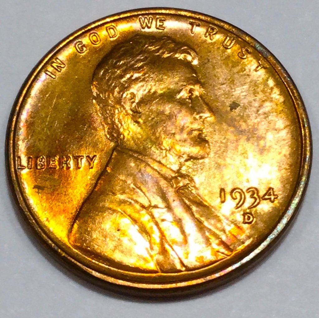 1934-D Uncirculated Red Lincoln Wheat Cent Penny Beautiful Coin — photo 1