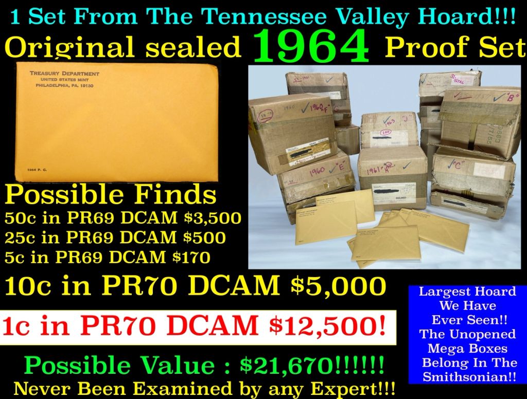 Original sealed 1964 United States Mint Proof Set Tennessee Valley Hoard - photo 1