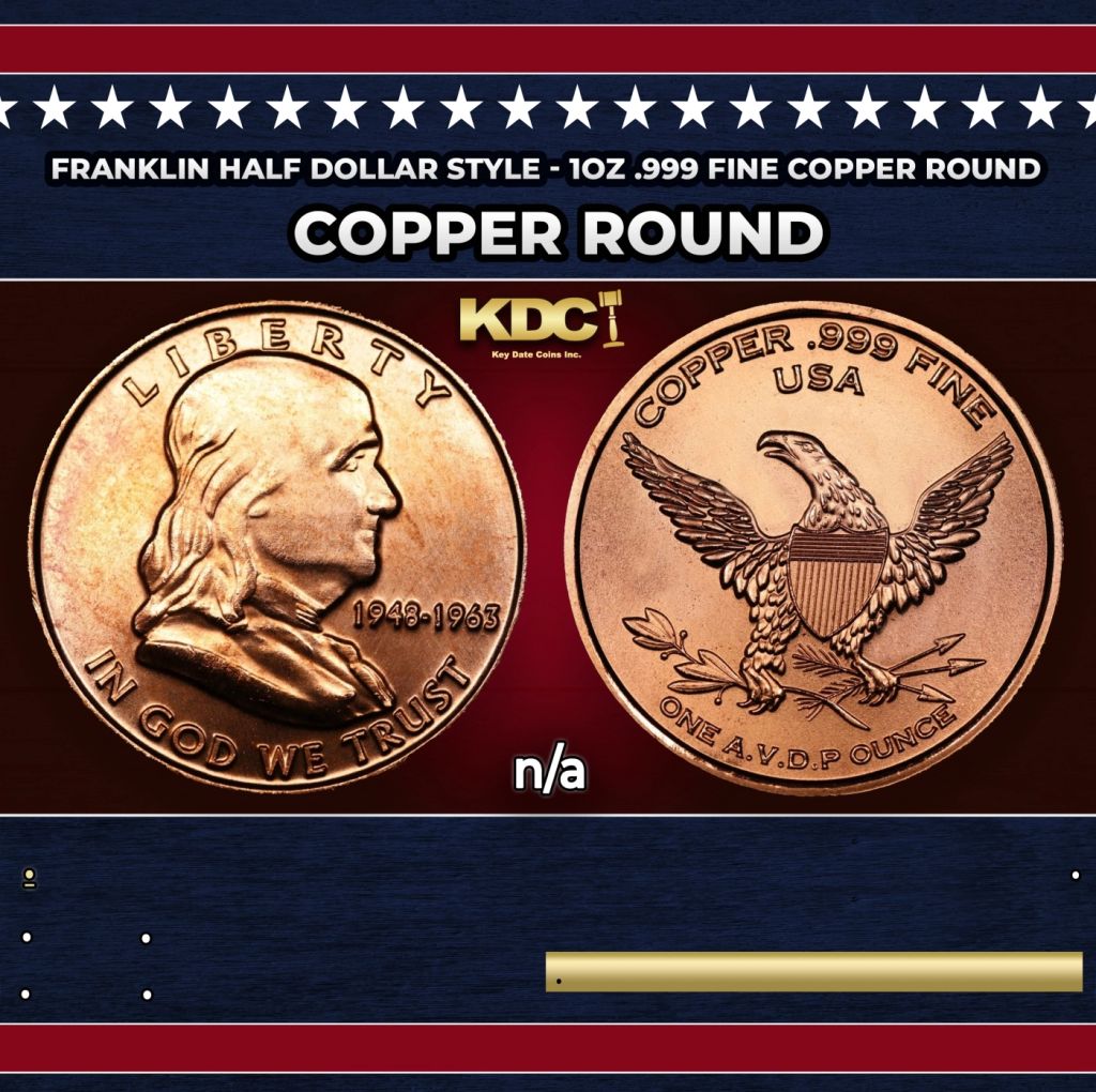 Franklin Half Dollar Style - 1oz .999 Fine Copper Round — photo 1
