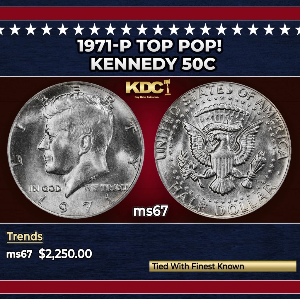 1971-p Kennedy Half Dollar TOP POP! 50c ms67 SEGS — photo 1