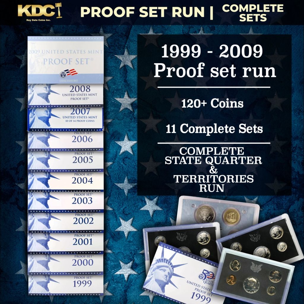 1999-2009 Full Proof Set Run - 127 Coins, 11 Sets Complete 50 State Quarters, Territories Run, & Life Of Lincoln - photo 1