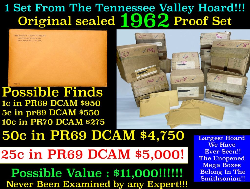 Original sealed 1962 United States Mint Proof Set Tennessee Valley Hoard — photo 1