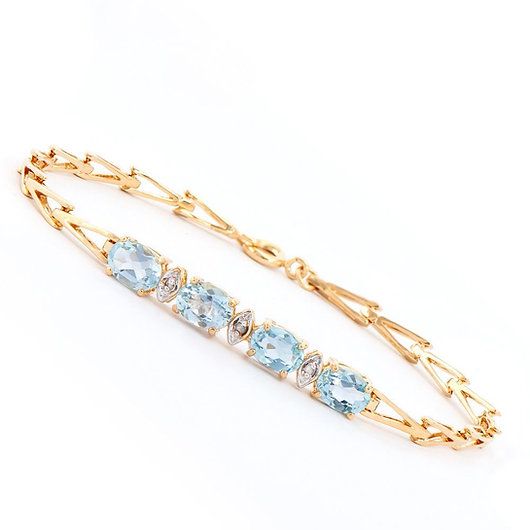 3.63 cts Blue Topaz & Diamonds 18K Gold Plated Designer Bracelet MSRP $1,375 — photo 1