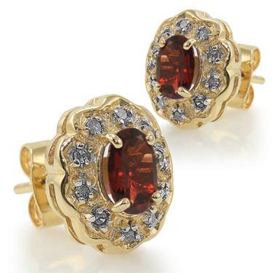 New! 1.02 Ctw Natural Garnet & Diamond 18KGP Designer Earrings MSRP $1,485! — photo 1
