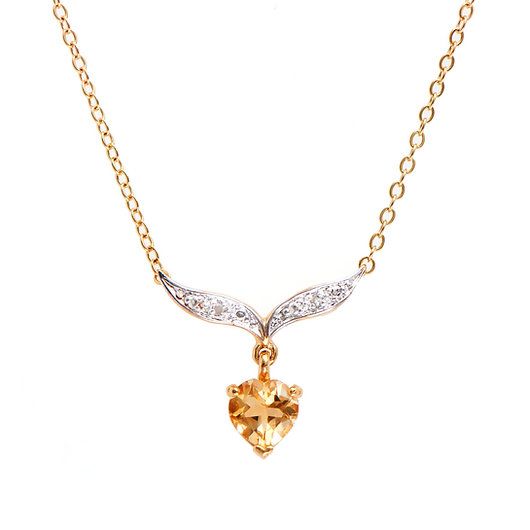 1.01 ctw Natural Citrine Diamonds 18K Gold Plated Designer Necklace MSRP $1,195! - photo 1